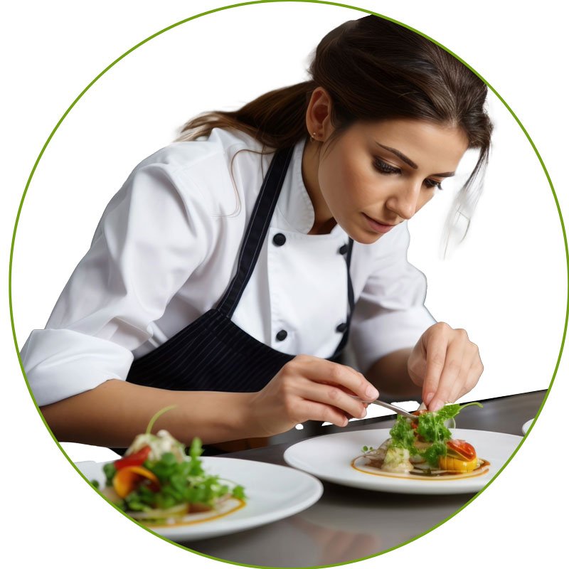 imagen de una cocinera preparando platos